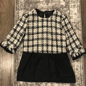 Zara Houndstooth “Wool” Top. Size S. B&W and gold